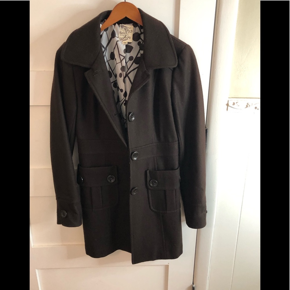 Anthropologie Tulle Pea Coat Brown M